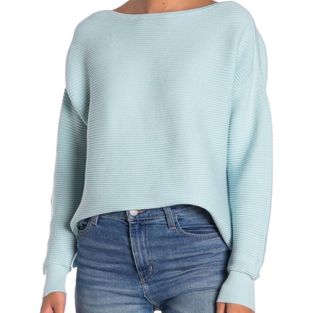 14th & Union Light Blue Ribbed Crewneck Sweater
